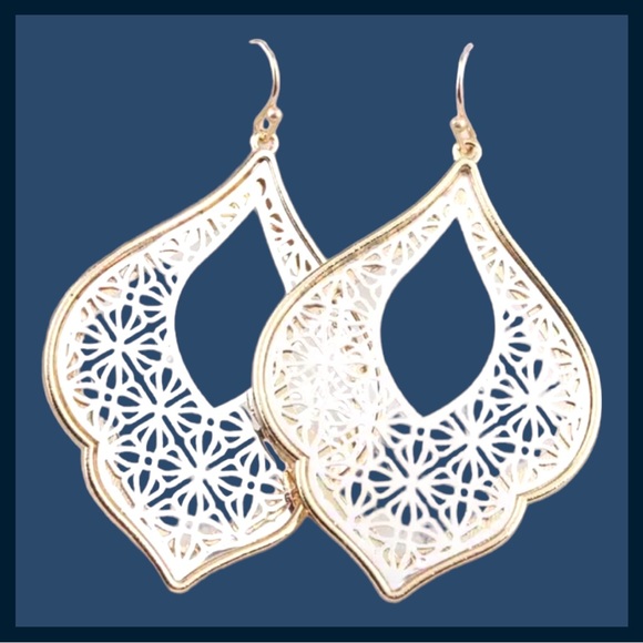 Jewelry - Gold And Silver Hoop Teardrop Dangle Earrings